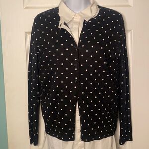 Petite Lord & Taylor Polk-a-dot Cotton Sweater